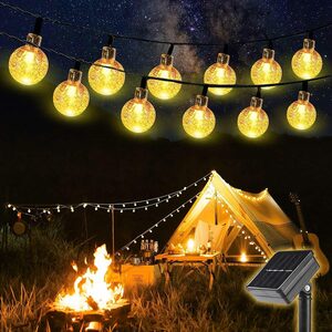 Salcar LED Solarleuchte LED Kugel-Lichterkette Außen Solar Gartenleuchte, 2 Leuchtmodi, Warmweiß