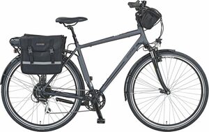 Prophete E-Bike Entdecker e9000 Herren, 8 Gang Shimano Acera Schaltwerk, Kettenschaltung, Heckmotor 250 W, (Set, 3 tlg., mit Fahrradtaschen)