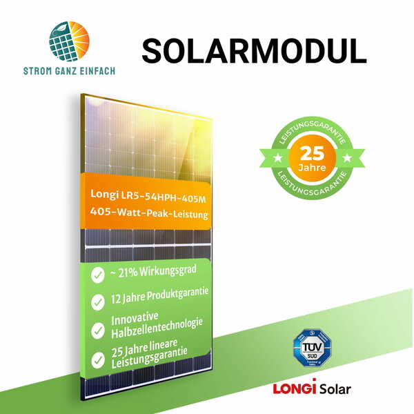 Bild 1 von LONGi Solarmodul LR5-54HPH-405M mit 405 Watt – Solarmodul für Balkonkraftwerk