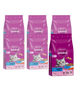 Whiskas® Trockenfutter für Katzen 1+ mit Thunfisch, Adult, 6 x 1,9 kg