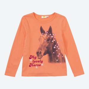 Mädchen-Shirt mit Pferde-Frontaufdruck
