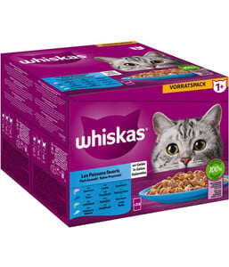 Whiskas® Nassfutter für Katzen Multipack 1+ Fisch in Gelee, Adult, 24 x 85 g