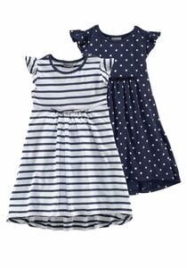 KIDSWORLD Jerseykleid (Packung, 2-tlg) mit Streifen und Punkten