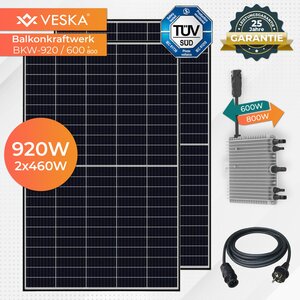 Veska 920 W / 600+800W Balkonkraftwerk Photovoltaik Solaranlage Steckerfertig WIFI Smart