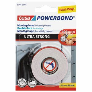 Tesa Powerbond Montageband Ultra Strong 1,5 m x 19 mm