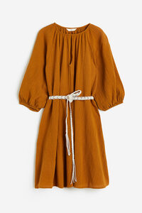 H&M Kleid mit Bindegürtel Hellbraun, Alltagskleider in Größe L. Farbe: Light brown