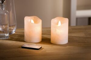 HomeLiving LED-Kerze "Moving Flame", 2er Set Feuer Leuchten hell Tisch Deko