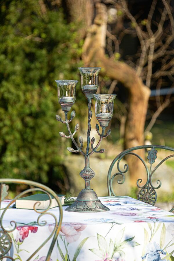 Bild 1 von HomeLiving Kerzenhalter "Empire" Leuchte Licht Glas,Metall,antike Patina,Rosegold,dekorativ