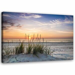 Feeby Leinwand, Sonnenuntergang über dem Strand HORIZONTAL, 60x40