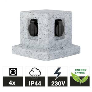 Grafner Steinoptik Steckdosensäule mit 4 Außensteckdosen Gartensteckdose Energiesäule Granit