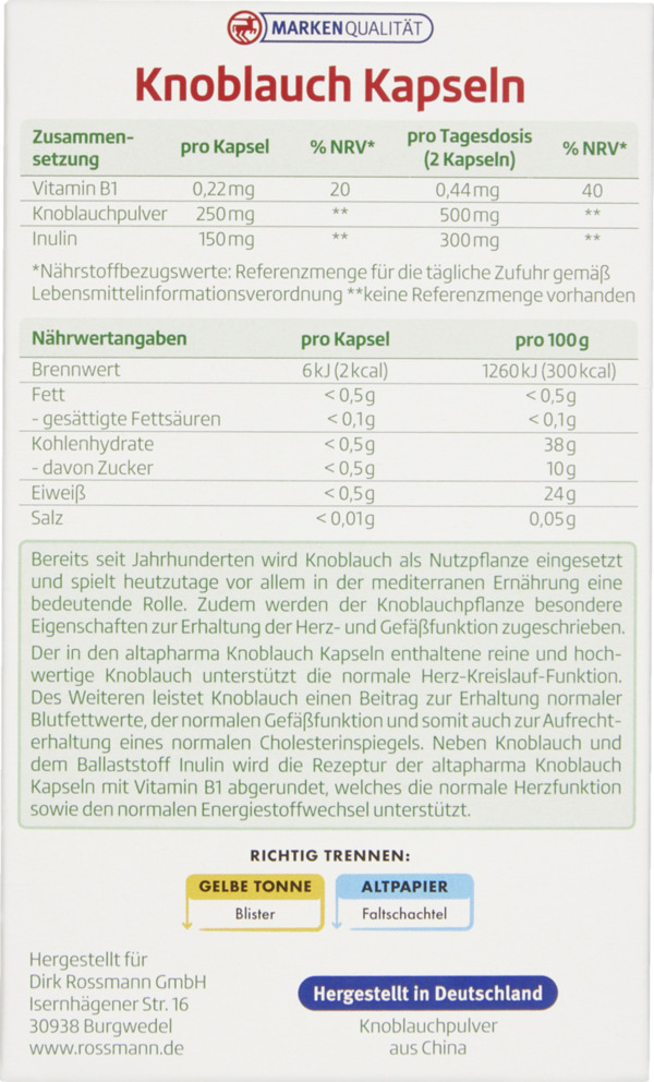 Bild 2 von altapharma Knoblauch Kapseln
