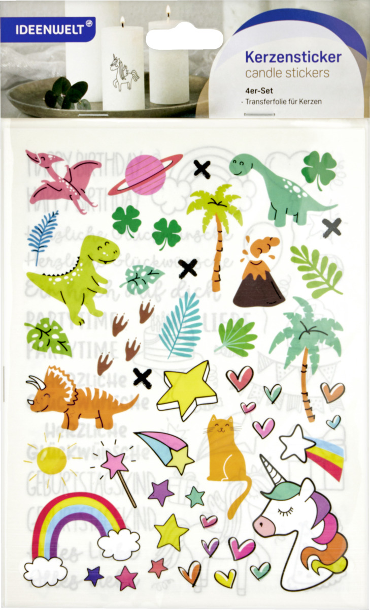 Bild 1 von IDEENWELT 4er Set Kerzensticker Hip Hip Hurra