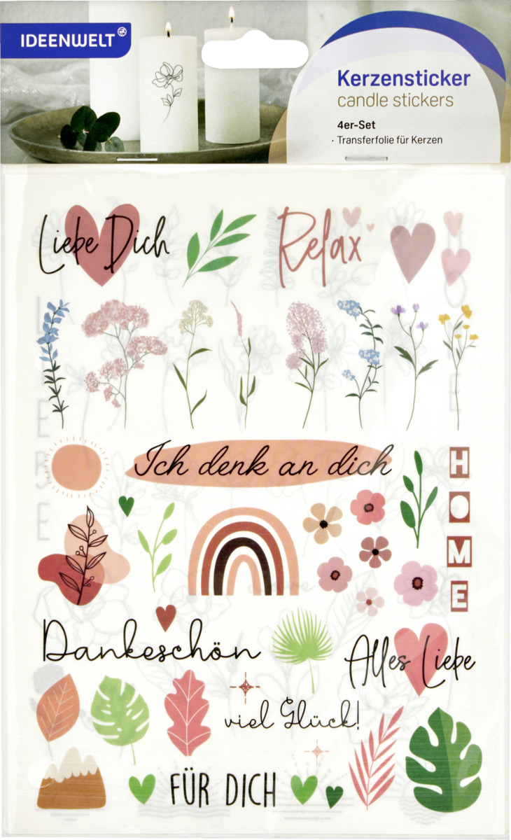 Bild 1 von IDEENWELT 4er Set Kerzensticker Alles Gute