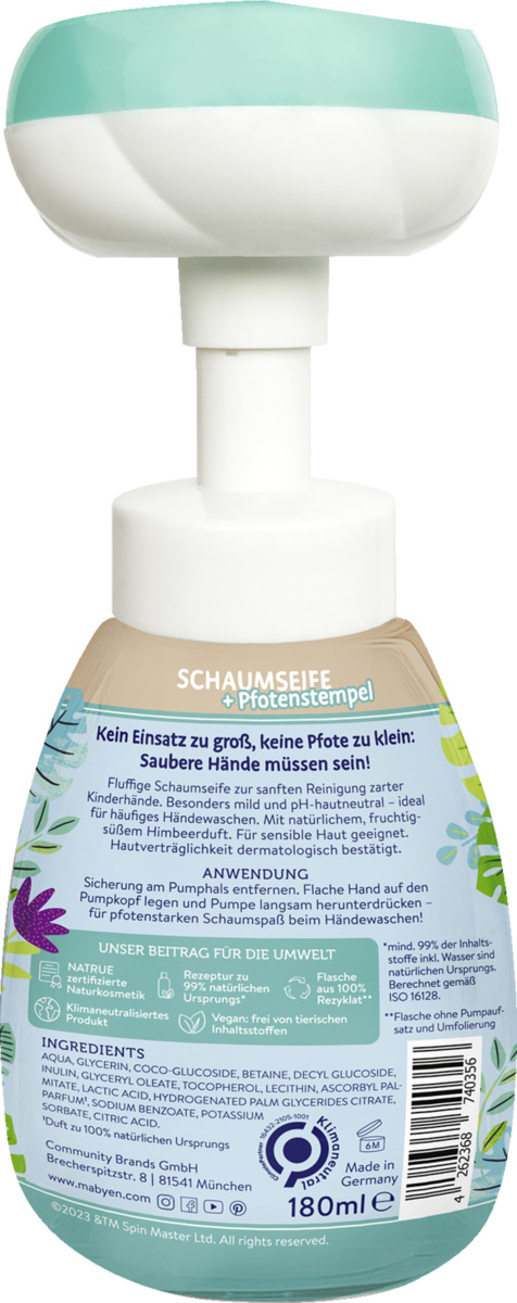 Bild 2 von Mabyen Kids Schaumseife mit Pfotenstempel, Himbeerduft