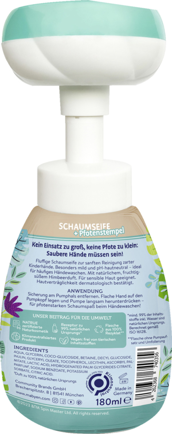 Bild 2 von Mabyen Kids Schaumseife mit Pfotenstempel, Himbeerduft