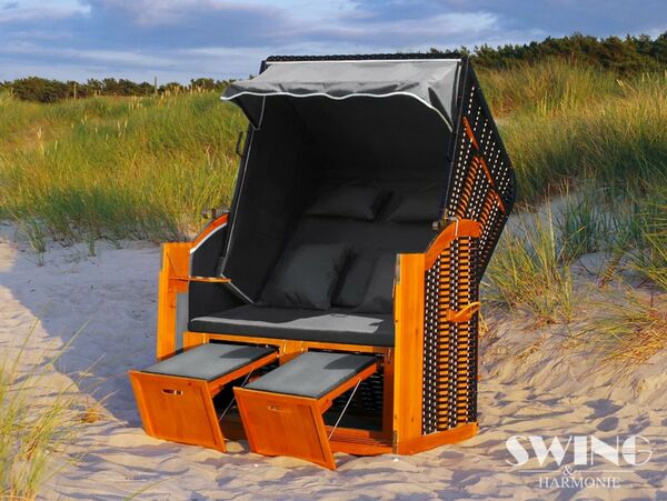 Bild 1 von Swing&Harmonie LED - Strandkorb XXL - 118cm inkl. Abdeckcover Volllieger Ostsee Sonneninsel Rattan Möbel Polyrattan - versch. Ausführungen