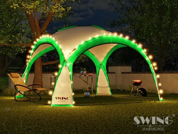 Bild 1 von Swing&Harmonie LED Event Pavillon 3,6 x 3,6m DomeShelter Garten Pavillion inkl. Solarmodul Pavilion Designer Gartenzelt Camping Pavilon Partyzelt mit Beleuchtung - versch. Ausführungen
