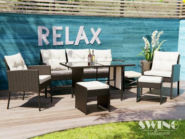 Bild 1 von Swing&Harmonie Sydney Polyrattan Sitzgruppe Esstisch Lounge Sitzgarnitur Essgruppe Gartenmöbel Set - versch. Ausführungen