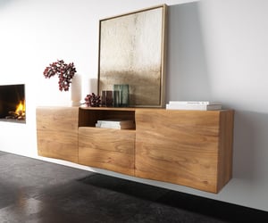 Sideboard New Live Edge 175 cm Akazie Natur 2 Türen 2 Schubladen 1 Fach schwebend