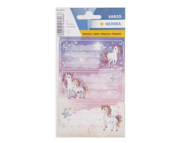 Bild 1 von Herma Vario Buchetiketten Sticker Einhorn beglimmert 6 Stück