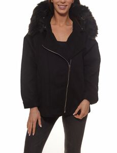 CHATTAWAK Jacke modische Damen Winter-Jacke aus Wolle Schwarz
