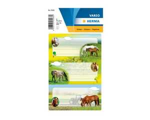Herma Vario Buchetiketten Sticker Pferde beglimmert 6 Stück