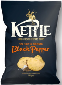 Kettle Chips Sea Salt & Crushed Black Pepper 130G