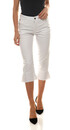 Bild 1 von CLAIRE WOMAN Stoff-Hose modische Damen Capri-Jeans mit ausgefranstem Volant Weiß