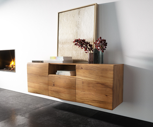 Sideboard New Live Edge 145 cm Akazie Natur 2 Türen 2 Schubladen 1 Fach schwebend