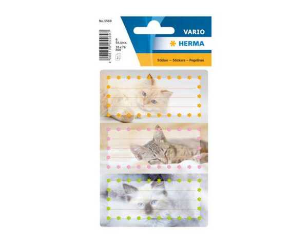 Bild 1 von Herma Vario Buchetiketten Sticker Katzen beglimmert 6 Stück