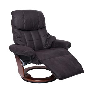 MCA Relaxsessel Windsor 2, Fernsehsessel Sessel, Stoff/Textil 150kg belastbar ~ braun-schwarz, Walnuss-Optik