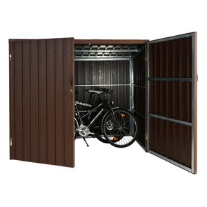 WPC-Fahrradgarage MCW-J29, Geräteschuppen Fahrradbox, Metall Holzoptik abschließbar ~ 2 Räder 172x213x112cm braun