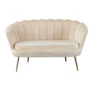 Bild 1 von CASAVANTI Sofa 2-Sitzer beige - Inklusive hohem Sitzkissen - Samtbezug - Chromgestell - vergoldet - Muschelsofa - Loungesofa