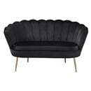 Bild 1 von CASAVANTI Sofa 2-Sitzer schwarz - Inklusive hohem Sitzkissen - Samtbezug - Chromgestell - vergoldet - Muschelsofa - Loungesofa