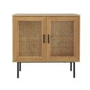 Bild 1 von CASAVANTI Kommode 80 x 76 cm braun - mit zwei Drehtüren - Holzfurnier - Rattan - Metallfüße - braun - Breite 80 cm - Höhe 76 cm - Tiefe 39 cm