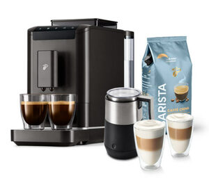 »Esperto2 Caffè« Tchibo Kaffeevollautomat inkl. Induktions-Milchaufschäumer, zwei Latte Macchiato Gläsern & 1 kg Kaffee
