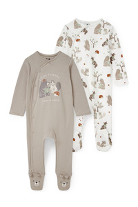 C&A Multipack 2er-Baby-Schlafanzug, Grau, Größe: 68