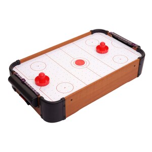 Mini Air Hockey MCW-J10, Tischspiel Lufthockey inklusive Zubehör, Holz 56x30x10cm