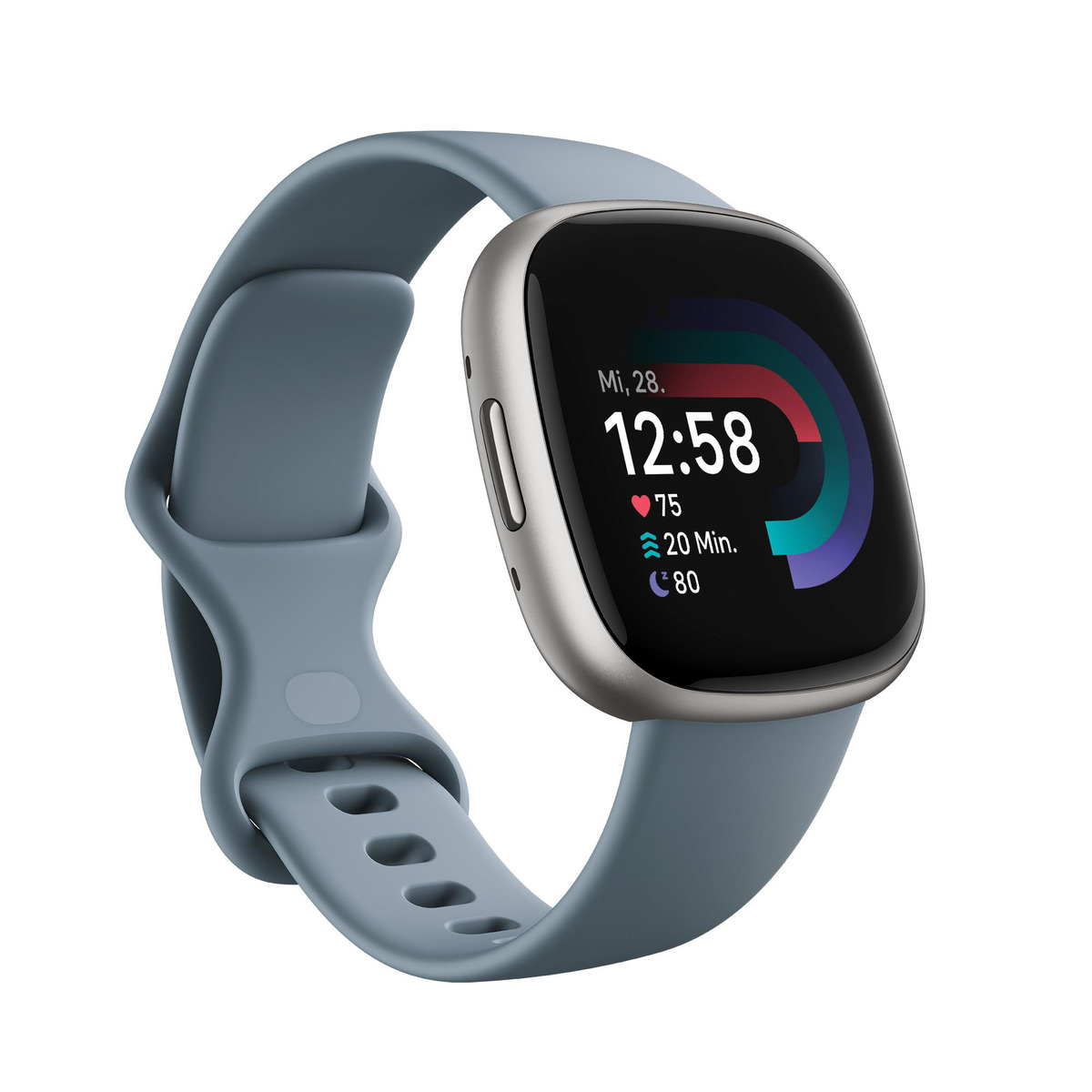 Bild 1 von FITBIT Versa 4 Smartwatch Aluminium Elastomer, S/L, Waterfall Blue/Platinum