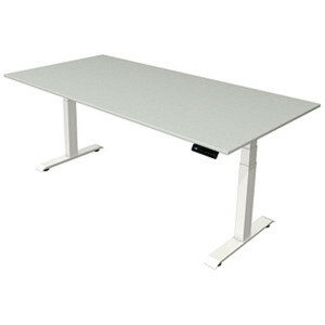 Kerkmann Move 4 elektrisch höhenverstellbarer Schreibtisch lichtgrau rechteckig, T-Fuß-Gestell weiß 200,0 x 100,0 cm