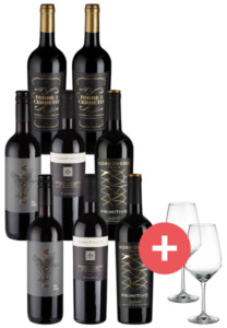 8er-Paket Rotweine aus Italien + 2er-Set Schott-Zwiesel Taste Gläser - Weinpakete