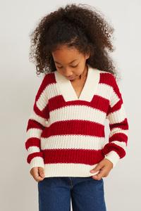 C&A Pullover-gestreift, Rot, Größe: 110