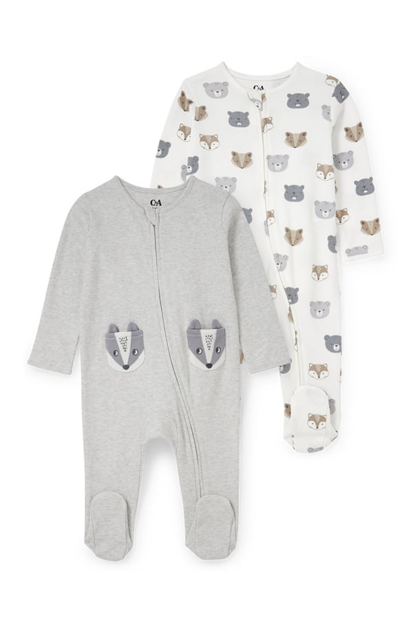 Bild 1 von C&A Multipack 2er-Baby-Schlafanzug, Grau, Größe: 68
