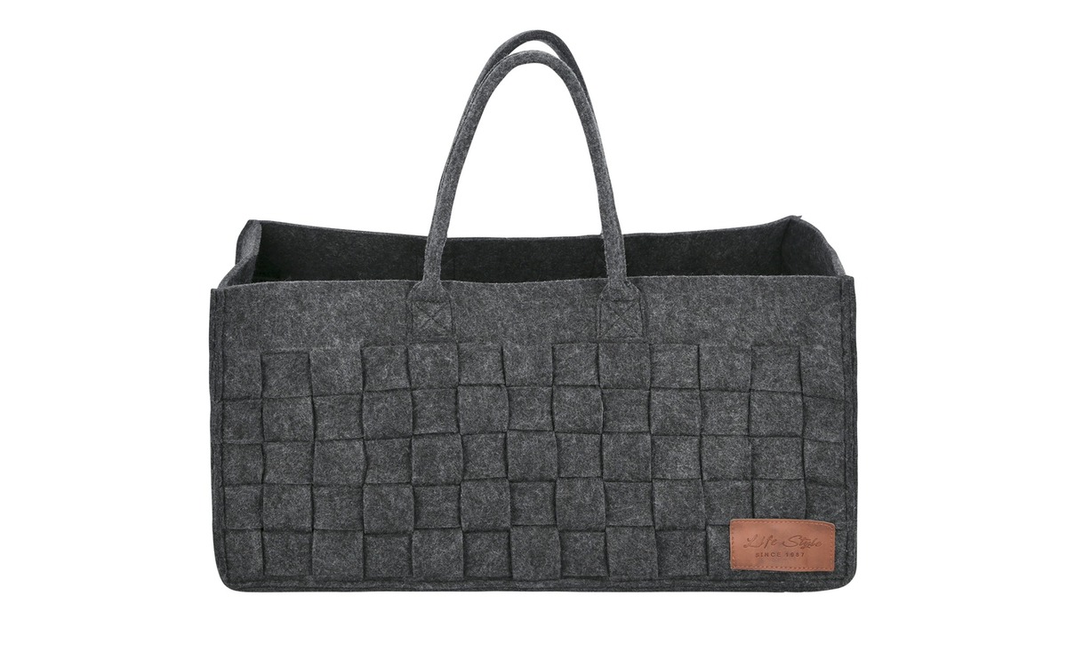 Bild 1 von Kaminkorb mit Henkel grau Filz Maße (cm): B: 50 H: 25 T: 25 Prospektangebote