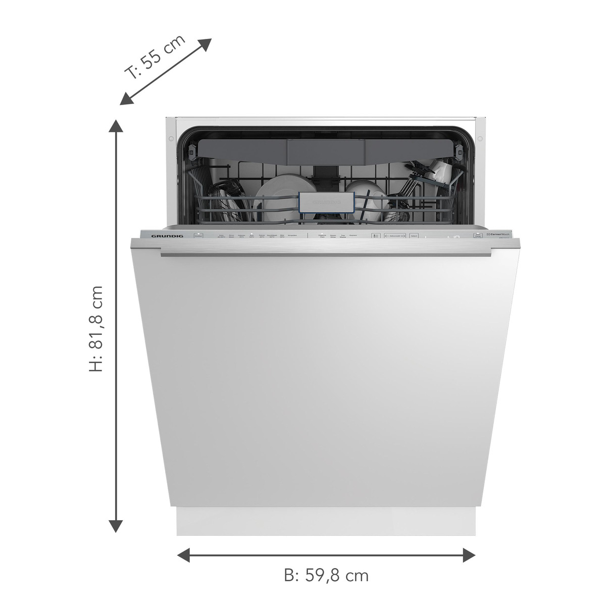 Bild 2 von GRUNDIG GNVP4620C Geschirrspüler (vollintegrierbar, 598 mm breit, 43 dB (A), B)