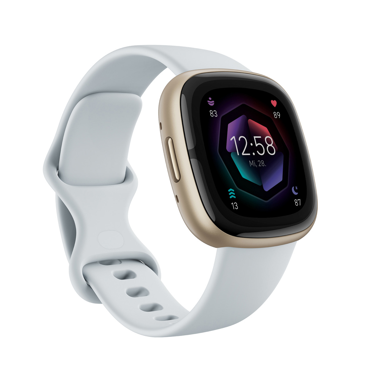 Bild 1 von FITBIT Sense 2 Smartwatch Aluminium Elastomer, S/L, Blue Mist/Soft Gold