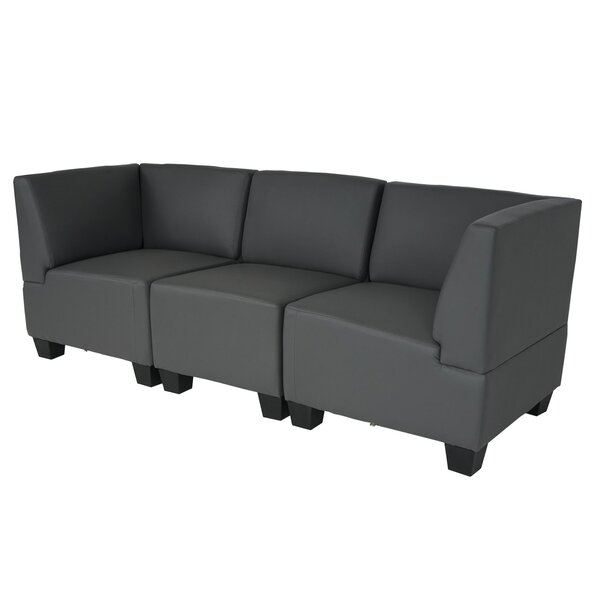 Bild 1 von Modular 3-Sitzer Sofa Couch Moncalieri, Kunstleder ~ dunkelgrau, hohe Armlehnen