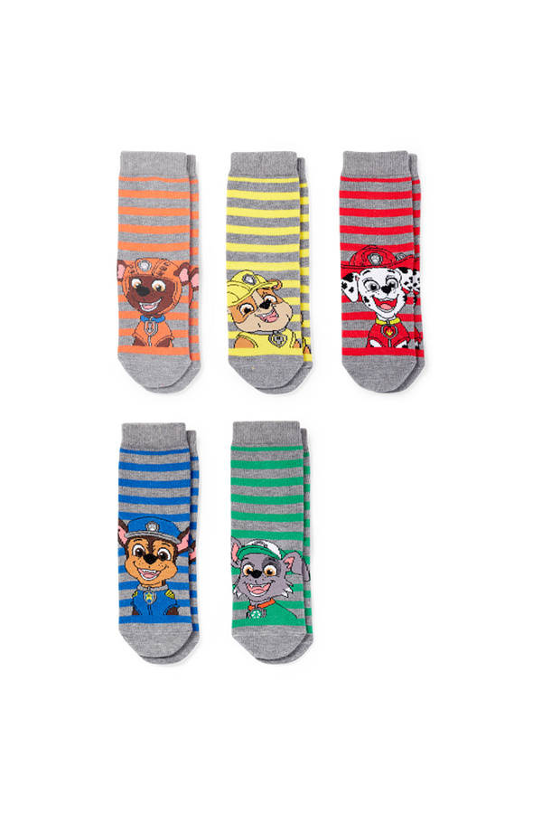 Bild 1 von C&A Multipack 5er-Paw Patrol-Socken mit Motiv-gestreift, Grau, Größe: 31-33