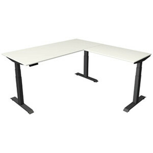 Kerkmann Move 4 elektrisch höhenverstellbarer Schreibtisch weiß rechteckig, T-Fuß-Gestell grau 180,0 x 180,0 cm