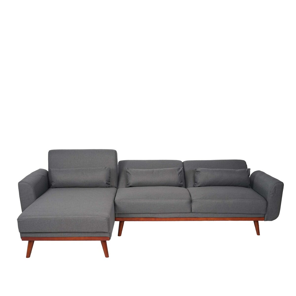 Bild 1 von Sofa MCW-J20, Couch Ecksofa, L-Form 3-Sitzer Liegefläche Schlaffunktion Stoff/Textil ~ anthrazit-grau
